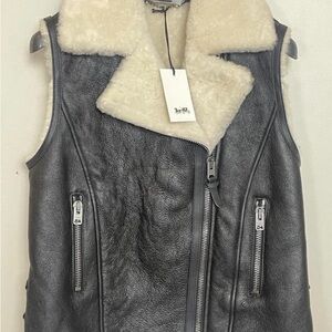 Coach Shearling Lined Leather Vest-size 2- New